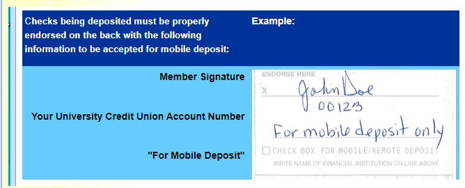 Mobile Deposit Endorsement Example